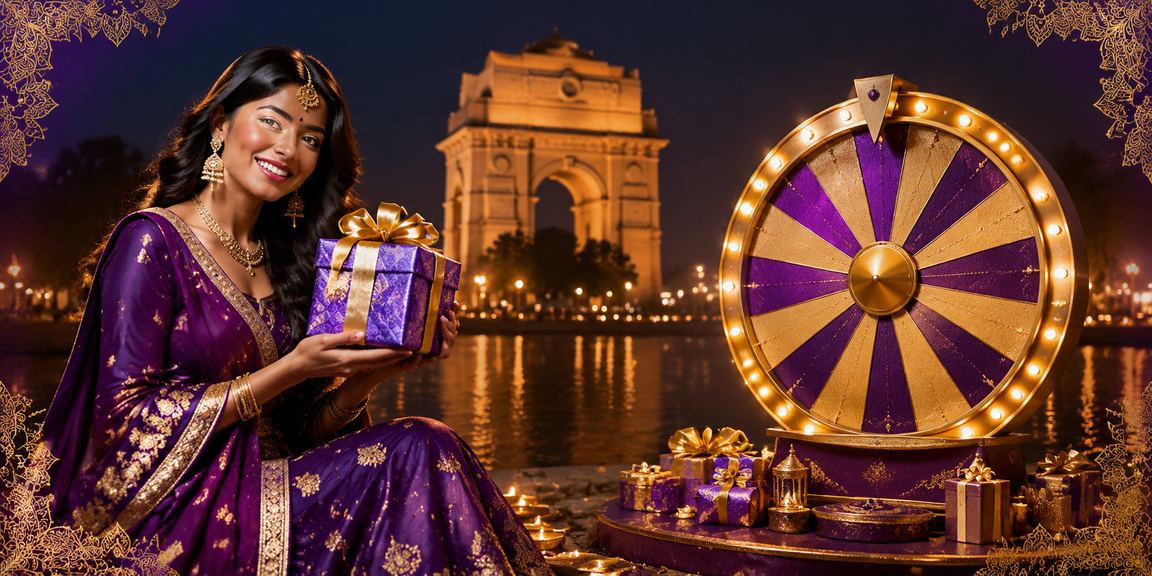 Delhi India Gate with roulette and online casino concept