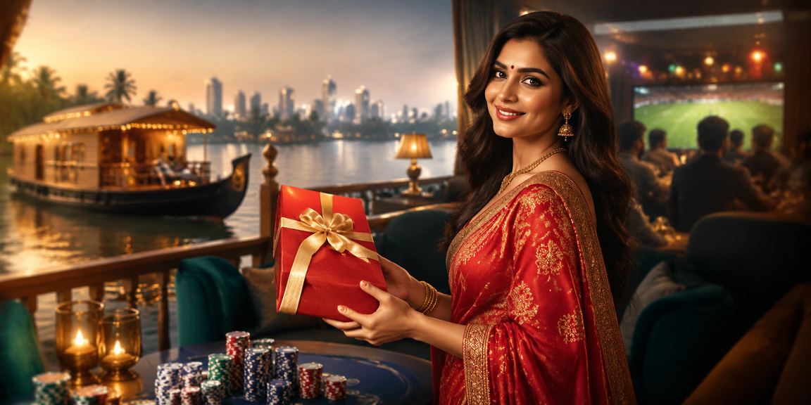 Kerala backwaters with lottery tickets and saree